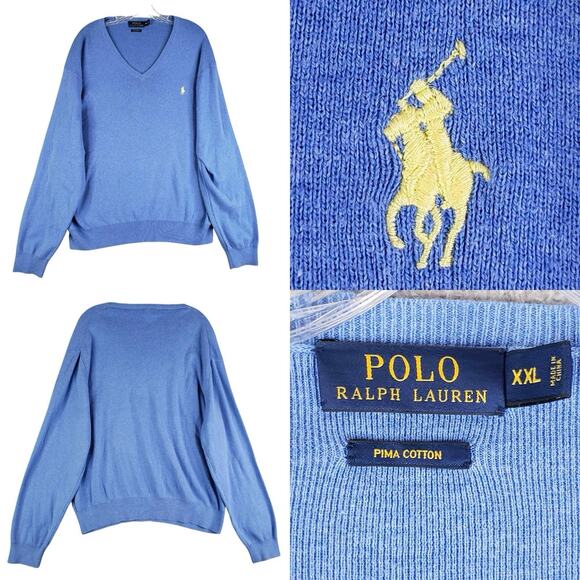 Polo Ralph Lauren Other - Polo Ralph Lauren Sweater Mens Pullover Blue Size XXL Cotton Long Sleeve